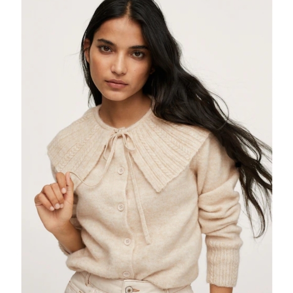 Mango Sweaters - Mango Women's Baby Doll Neck Cardigan, Sz l